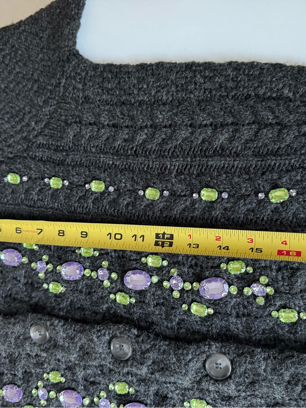 Cinq à Sept Embellished Cable Knit Cropped Cardigan Size S - Picture 12 of 15